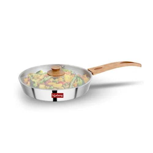 Image of Lifelong Triply Fry Pan with Glass Lid 1 Litre