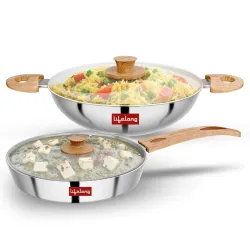 Lifelong Triply Stainless Steel Cookware Set – Kadhai, Fry Pan & Tawa