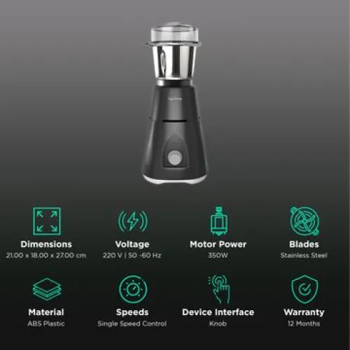 Image of Lifelong Uno LX 350 Watt 1 Jar Mixer Grinder (Ergonomic Design, Grey)