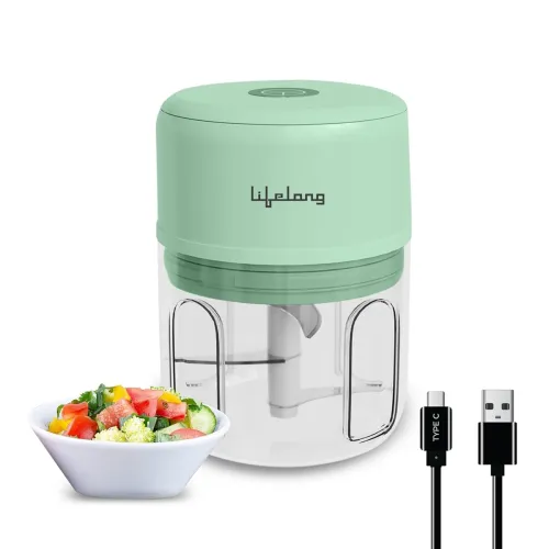 Image of Lifelong USB Rechargeable Wireless Electric Chopper for Kitchen 30 Watts with Stainless Steel Blades for Onion, Garlic, 