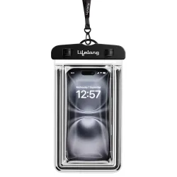 Lifelong Waterproof Mobile Rain Pouch with Plastic Air Lock, Black