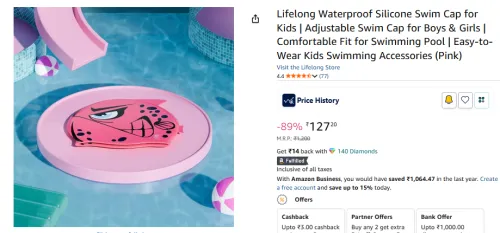 Image of Lifelong Waterproof Silicone Swim Cap 