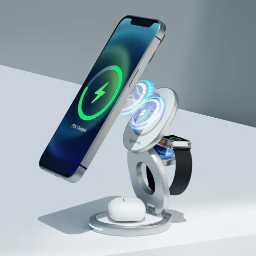 Image of Lifelong Zerocord Wireless Charger 23 W 3 in 1 Foldable Magsafe Charger for iPhone 