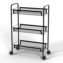 Lifelong DIY Multipurpose Trolley | 3-Tier Steel Mesh Storage Rack with Wheels | Powder-Coated Heavy-Duty Organizer for 