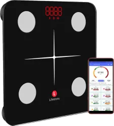 Lifetrons Slinky Lite Digital Smart weight Scale with 12 Body Parameters & free mobile app Body Fat Analyzer (Black)