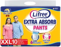 LIFREE Extra Absorb Pants - Double Extra Large (10 Pieces) Adult Diapers - XXL (10 Pieces)