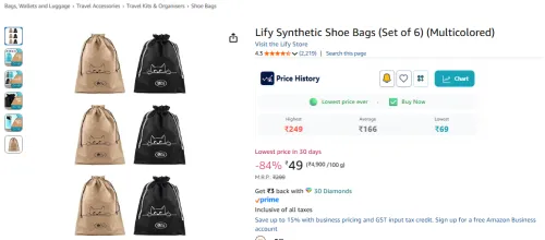 Image of Lify Synthetic Shoe Bags (Set of 6) (Multicolored)