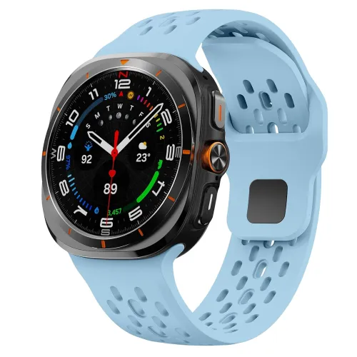 Image of light blue silicone sport band compatible with the Galaxy Watch Ultra 2024 (47 mm)