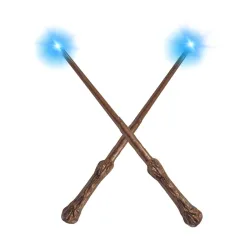 WANNA PARTY WP Polyvinyl Chloride Harry The Magician Light Up Magic Wizard Wand, Light Up Witch Toys for Kids Cosplay Party Birthday Gift, Halloween Party, Brown
