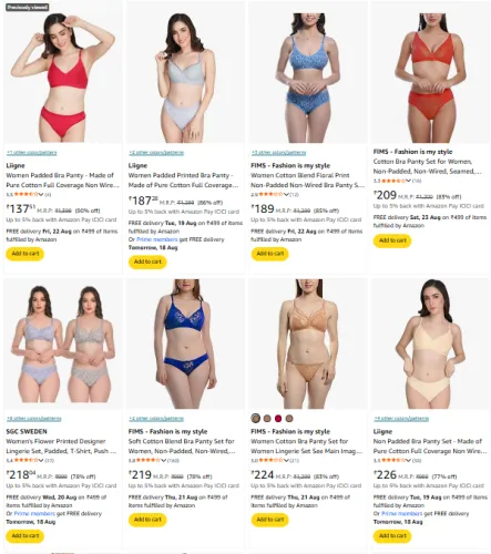 Image of Liigne Women Padded Bra Panty Minimum 70% Discount.