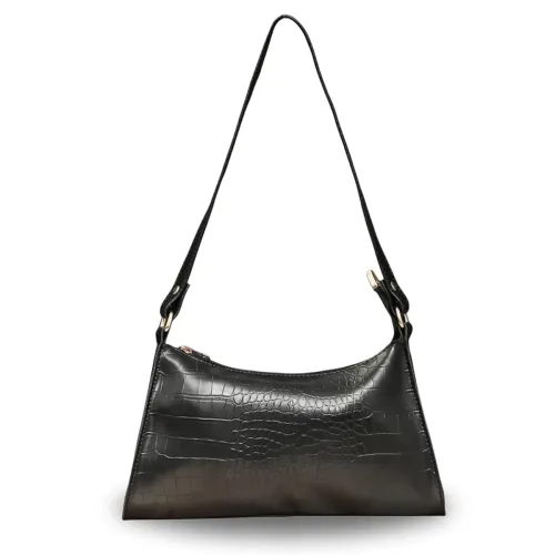 Image of LIKE STYLE Textured PU Leather Handbag with Zip Closure