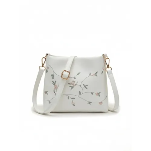 Image of LIKE STYLE Women’s Floral Embroidered PU Sling Bag
