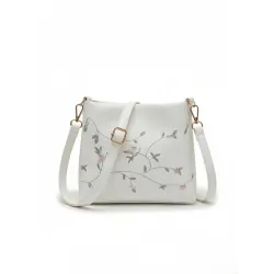 LIKE STYLE Women’s Floral Embroidered PU Sling Bag