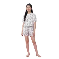 Li'l Tomatoes Girls Cotton Night Suit Set | 100% Cotton Summer Co-Ord Set | Half Sleeve T-Shirt & Shorts | Soft & Breathable Printed Casual Clothing Set | 9–16 Years