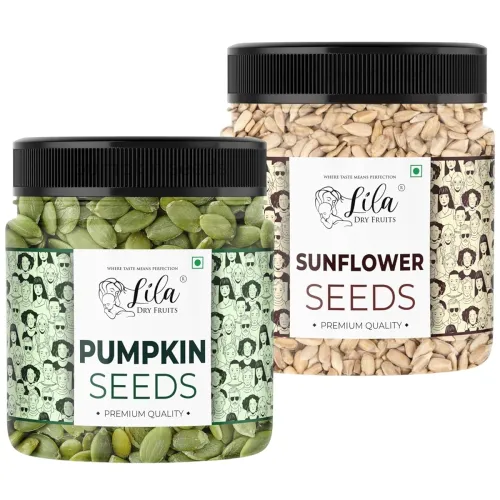 Image of LILA DRY FRUITS Raw Pumpkin Seeds 250g + Sunflower Seeds 250g * Pack of 2 (500g)
