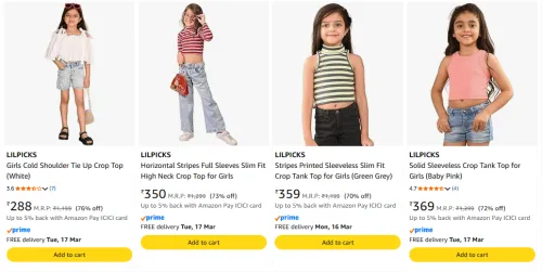 Image of LILPICKS Girls Tops strating @ ₹288