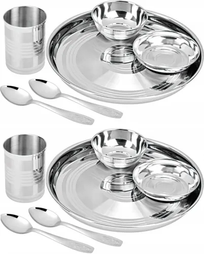 Image of LIMETRO STEEL Pack of 12 Stainless Steel Stainless Steel Premium Pack Regular Use 12 pcs Dinner Set Dinner Set (Steel, M