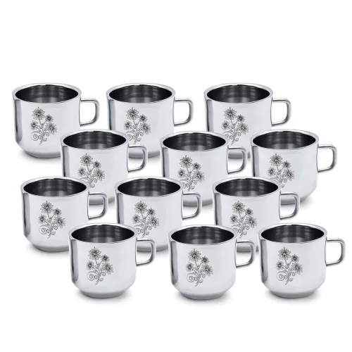 Image of LiMETRO STEEL Stainless Steel Double Wall Coffee & Tea Cup Set (12 Pieces)