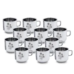LiMETRO STEEL Stainless Steel Double Wall Coffee & Tea Cup Set (12 Pieces)