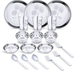 LIMETRO STEEL Pack of 18 Stainless Steel Dinner Set (Steel)