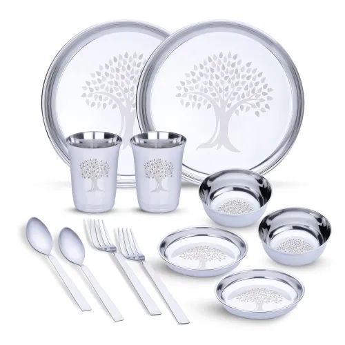 Image of Limetro Steel Stainless Steel Dinner Set for 2 Persons (Set of 12- Serves 2)