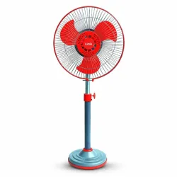 Limix Pedestal Fan, 12V DC Solar Powered, 21W, 3 Blades, Adjustable Height, Red & Grey, Classic Style, 10x30x30 cm Solar