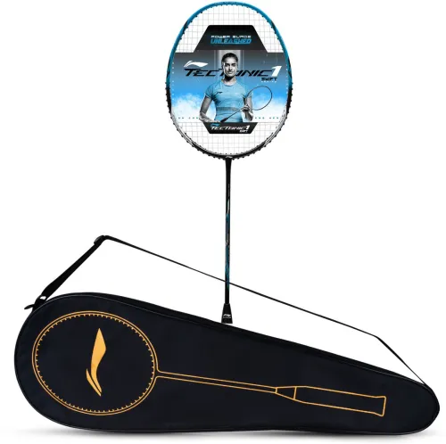 Image of LI-NING Tectonic 1S Silver, Blue, Black Strung Badminton Racquet