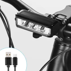 Linist 3 LED Bicycle Light - Super Bright 1200 Lumen High/Low Beam USB-C Rechargeable LED Front Light (Black)