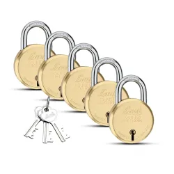 Link 65mm New Brass Round Padlocks 5Pcs Set 