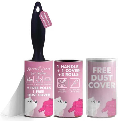 Image of Lint Roller for Clothes Pet Hair Roller | 1 Handle, 180 Sheets with Dust Cover