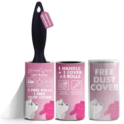 Lint Roller for Clothes Pet Hair Roller | 1 Handle, 180 Sheets with Dust Cover