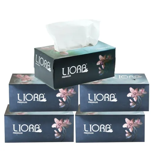 Image of Liora 2 Ply Soft Facial Tissue Paper - Pack of 5 x 900 Pulls