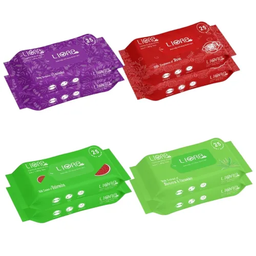 Image of Liora Wet Wipes, 25 Wipes Each, Pack of 8 (Total 200 Wipes)