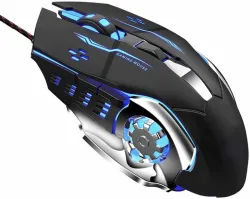 LipiWorld TJ-1 Gaming Mouse, Wired USB 2.0 Optical Mice, 3200 DPI LED Backlight 6 Button, 4 Color Breathing Lights with 