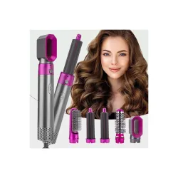 Lipzie [15 Years Warranty] 5-in-1 Hot Air Brush Hair Styler – Curl, Straighten, Dry & Volumize Hair with Ion Technology 