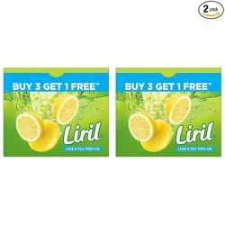 Liril Lime and Tea Tree Oil Bath Soaps, 125 g (Buy 3 Get 1) (Pack of 2)