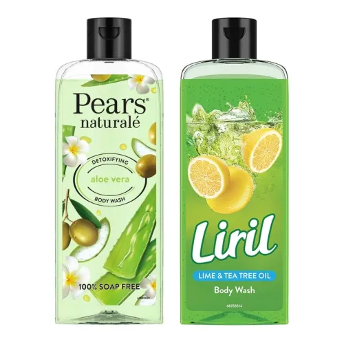 Image of Liril Lemon and Tea Tree Oil Body Wash, 250 ml & Pears Naturale Detoxifying Aloevera Bodywash, 250 ml