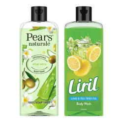 Liril Lemon and Tea Tree Oil Body Wash, 250 ml & Pears Naturale Detoxifying Aloevera Bodywash, 250 ml
