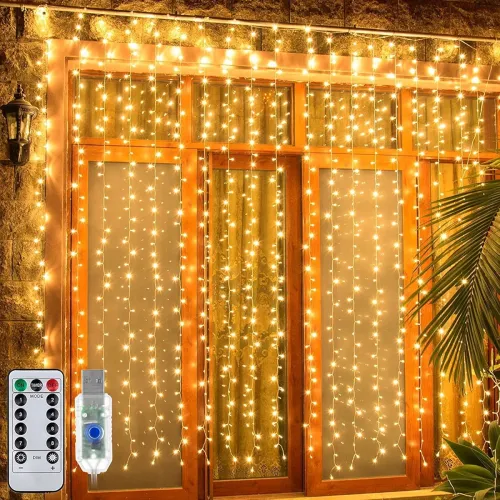 Image of Litehom 300 LED Fairy Curtain Lights with Remote Control Adjustable, USB Operated for Home Decoration, Diwali Decoration