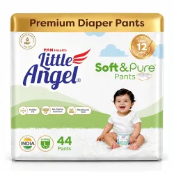 Little Angel Soft & Pure Premium Baby Diaper Pants | Large (L) - 44 Count (9-14 Kgs) | With BreathableAir Layers for Rash-Free Comfort, Lightweight AirSlim Fit, No-Marks Soft Waistband, MaxA...