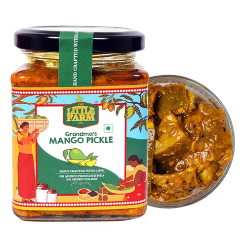 Image of THE LITTLE FARM CO Punjabi Mango Pickle - Aam ka Achar (250g)|Less Oil Mustard Base Homestyle Tangy Mango Pickles with S