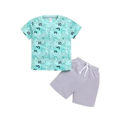 LITTLE NINJA Cotton Half Sleeves Shorts Set