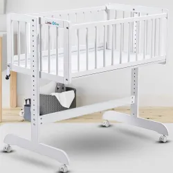 Little Olive Cozy Wooden Newborn Cradle (White)