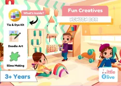 Little Olive Newton Box 3 in 1 Gift Set | Theme Fun Creative Activities | Age 3 Years & above (Orange)