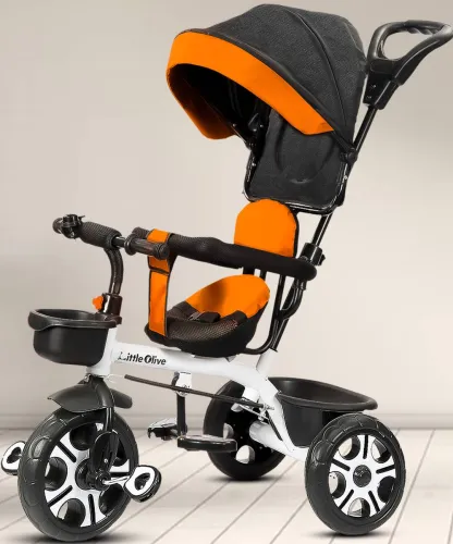 Image of Little Olive Premium Kids Tricycle with Canopy – Orange