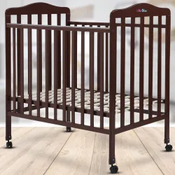Little Olive Star Wooden Baby Cot For New Born (Brown)