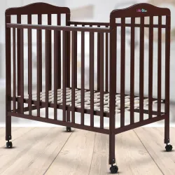 Little Olive Star Wooden Baby Cot For New Born - Brown Cot (Brown)