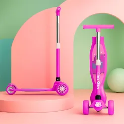 Little Olive Tikes Adjustable Scooter with Wide Brakes for Kids, Lightweight, Foldable (Pink)