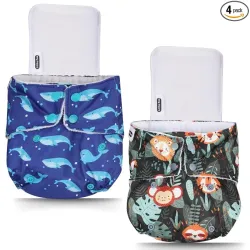 Little Pea Adjustable Cloth Diaper for Babies (3 Months–3 Years) | Leak-Proof, Washable & Reusable | Includes 1 Diaper + 1 Absorbent Pad | Free Size (5–18 kg) | Pack of 2