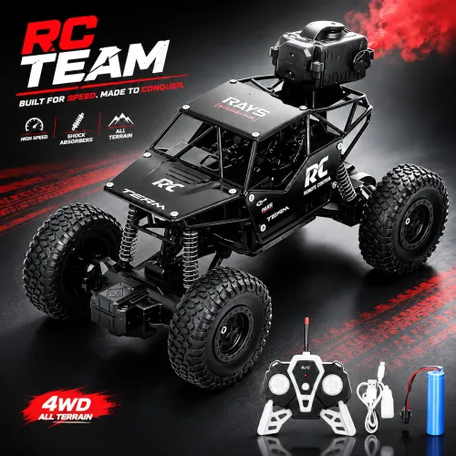 Image of LITTLE RIDES Rock Crawler 1:16 Offroad Monster RC Car with Smoke Function